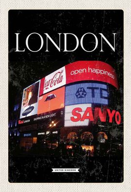 Blechschild 20x30 cm - London England Piccadilly City Nacht