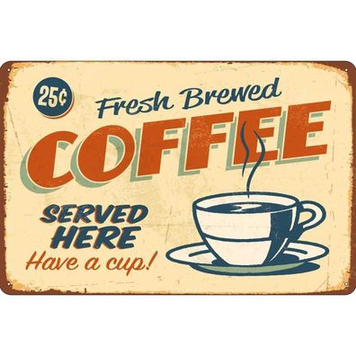vianmo Blechschild 20x30 cm gewölbt Essen Trinken Kaffee fresh brewed Coffee