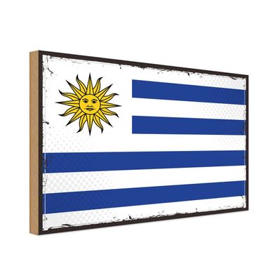 vianmo Holzschild Holzbild 18x12 cm Uruguay Fahne Flagge
