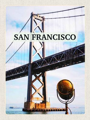 Blechschild 30x40 cm - San Francisco Alcatraz Brücke Meer