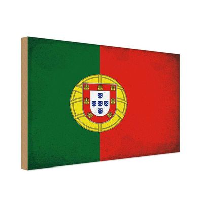 vianmo Holzschild Holzbild 30x40 cm Portugal Fahne Flagge