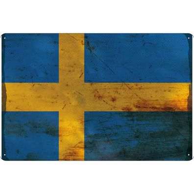 vianmo Blechschild Wandschild 18x12 cm Schweden Fahne Flagge