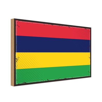 vianmo Holzschild Holzbild 30x40 cm Mauritiu Fahne Flagge