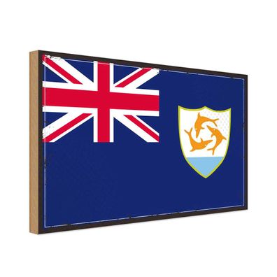 vianmo Holzschild Holzbild 20x30 cm Anguilla Fahne Flagge