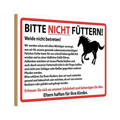 vianmo Holzschild 20x30 cm Warnung Bitte nicht füttern Pferde