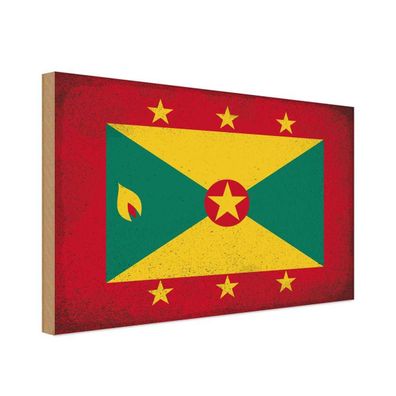 vianmo Holzschild Holzbild 30x40 cm Grenada Fahne Flagge