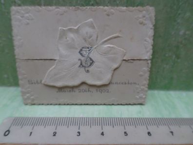 sehr alte mini Karte geprägt Married 1902 Hochzeit silber-creme Sammlerstück