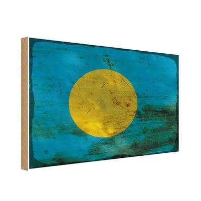 vianmo Holzschild Holzbild 18x12 cm Palau Fahne Flagge