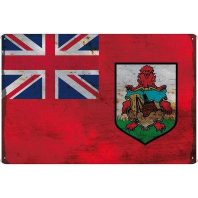 vianmo Blechschild Wandschild 20x30 cm Bermuda Fahne Flagge