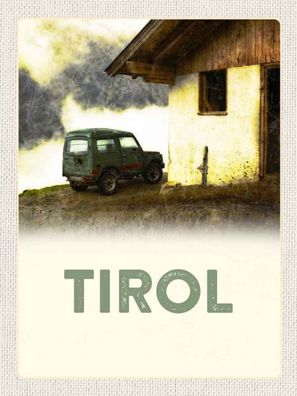 Holzschild 30x40 cm - Tirol Haus auf den Bergen Auto
