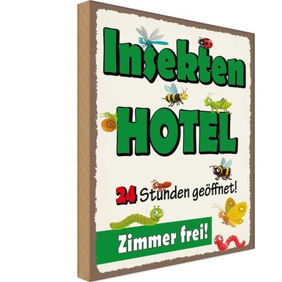Holzschild 30x40 cm - Insektenhotel Zimmer frei Metal