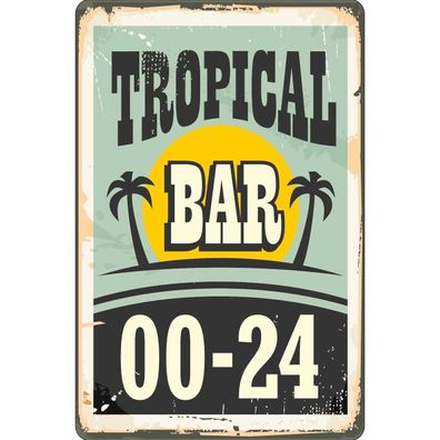 vianmo Blechschild 30x40 cm gewölbt Essen Trinken Tropical Bar Retro 00-24