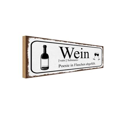 vianmo Holzschild 27x10 cm Dekoration Wein Poesie in Flaschen