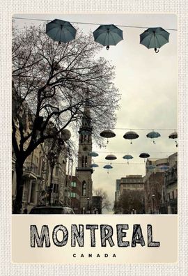 Holzschild 20x30 cm - Montreal Kanada Europa Regenschirm