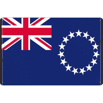 vianmo Blechschild Wandschild 30x40 cm Cookinseln Island Fahne Flagge