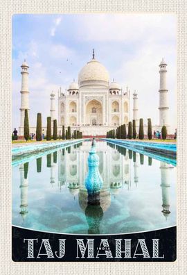 Holzschild 20x30 cm - Taj Mahal Indien Vordergarten Moschee