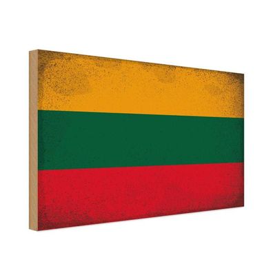 vianmo Holzschild Holzbild 20x30 cm Litauen Fahne Flagge