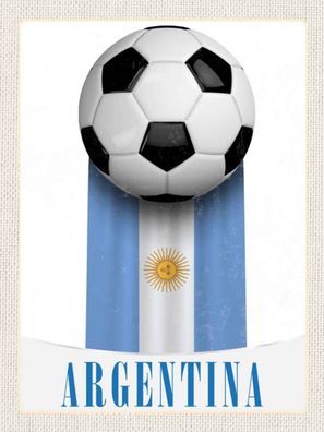 Blechschild 30x40 cm - Argentinien Flagge Fußball