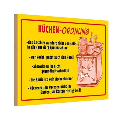 vianmo Holzschild 18x12 cm Küche Kochen Küchen Ordnung Geschirr Spüle