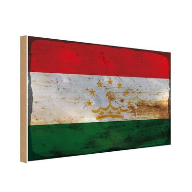 vianmo Holzschild Holzbild 30x40 cm Tadschikistan Fahne Flagge
