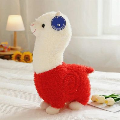 Alpaka Stofftier Plüschtier, Kuscheltier plüsch Pferd Spielzeug Rot 46 cm