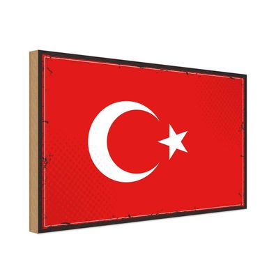 vianmo Holzschild Holzbild 30x40 cm Türkei Fahne Flagge