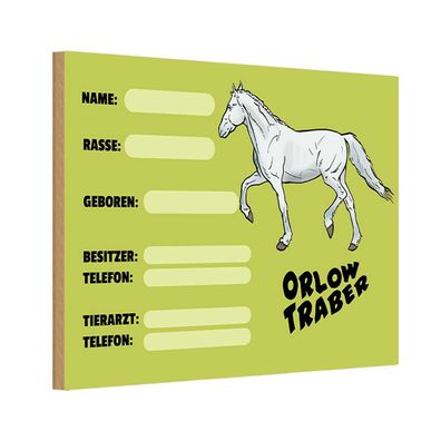 Holzschild 18x12 cm - Pferd Orlow Traber Name Besitzer Rasse