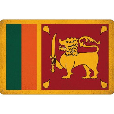vianmo Blechschild Wandschild 30x40 cm Sri Lanka Fahne Flagge