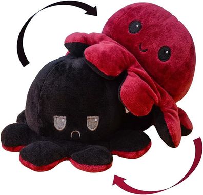 Plüschtier Oktopus Stimmungs Oktopus Kuscheltier Octopus plüschtier (rot/ schwarz)