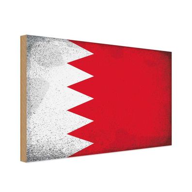 vianmo Holzschild Holzbild 18x12 cm Bahrain Fahne Flagge