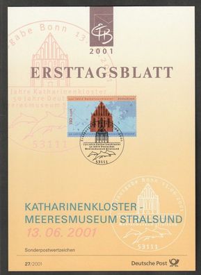 BRD Ersttagsblatt 750 Jahre Katharinenkloster und 50 Jahre Meeresmuseum Stralsun