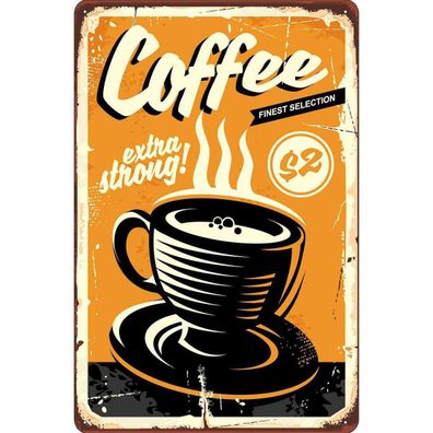 vianmo Blechschild 30x40 cm gewölbt Essen Trinken extra strong Coffee Kaffee