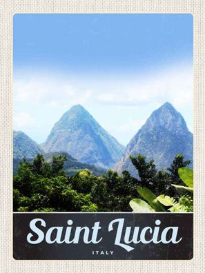 Holzschild 30x40 cm - Saint Lucia Italien Gebirge Natur