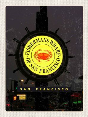 Holzschild 30x40 cm - San Francisco Usa Fischermans Wharf