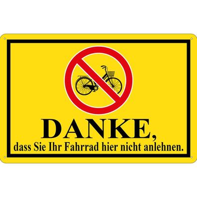 vianmo Blechschild 30x40 cm gewölbt Warnhinweis Danke Fahrrad nicht anlehnen