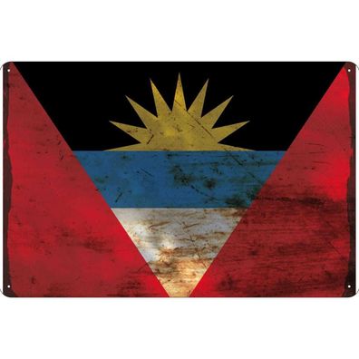 Blechschild 30x40 cm - Antigua und Barbuda Flag