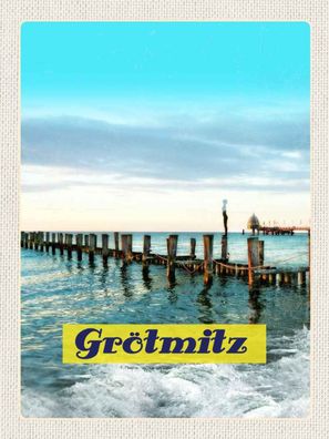 vianmo Holzschild 30x40 cm Abenteuer & Reisen Grötmitz Meer StrandWellen