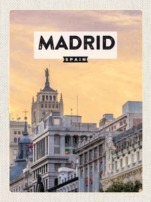 vianmo Holzschild 30x40 cm Stadt Madrid Spanien kurz Trip