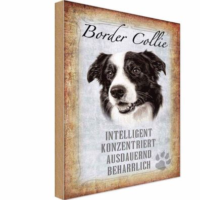 vianmo Holzschild 18x12 cm Tier Border Collie Hund Geschenk