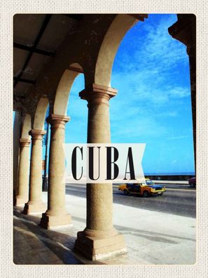 Blechschild 30x40 cm - Cuba Karibik Straße Auto Gemälde
