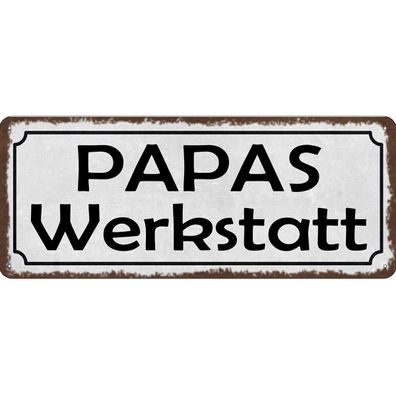 vianmo Blechschild 27x10 cm gewölbt Garage Werkstatt Papas Wekstatt Familie