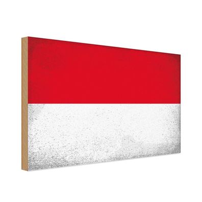 vianmo Holzschild Holzbild 30x40 cm Monaco Fahne Flagge