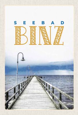 Blechschild 20x30 cm - Seebad Binz Meer Strand Ebbe und Flut