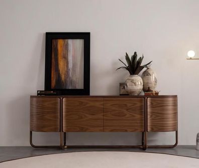 Braune Luxus Holz Kommode Modernes Sideboard Wohnzimmer Möbel Konsole