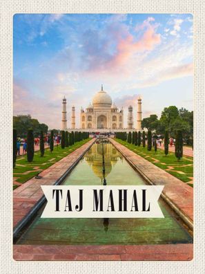 Holzschild 30x40 cm - Indien Taj Mahal Agra Garten Bäume