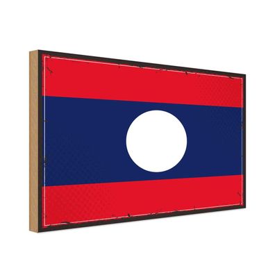 vianmo Holzschild Holzbild 30x40 cm Lao Fahne Flagge