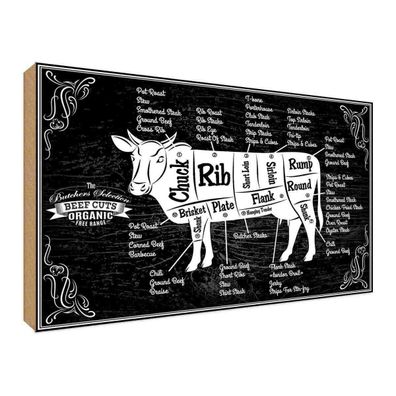 vianmo Holzschild 30x40 cm Hofladen Marktstand Laden Beef cuts Organic Metzgerei
