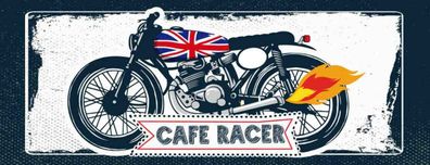 Blechschild 27x10 cm - Cafe Racer Motorrad UK