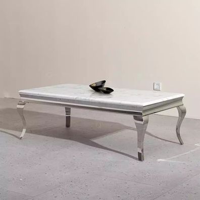 Couchtisch Design Wohnzimmer Luxus Tisch Sofa Beistelltisch 130x70 Silber