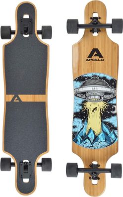 Apollo Longboard, Komplettboard mit Deck aus Bambus & Fiberglas, High-End Board